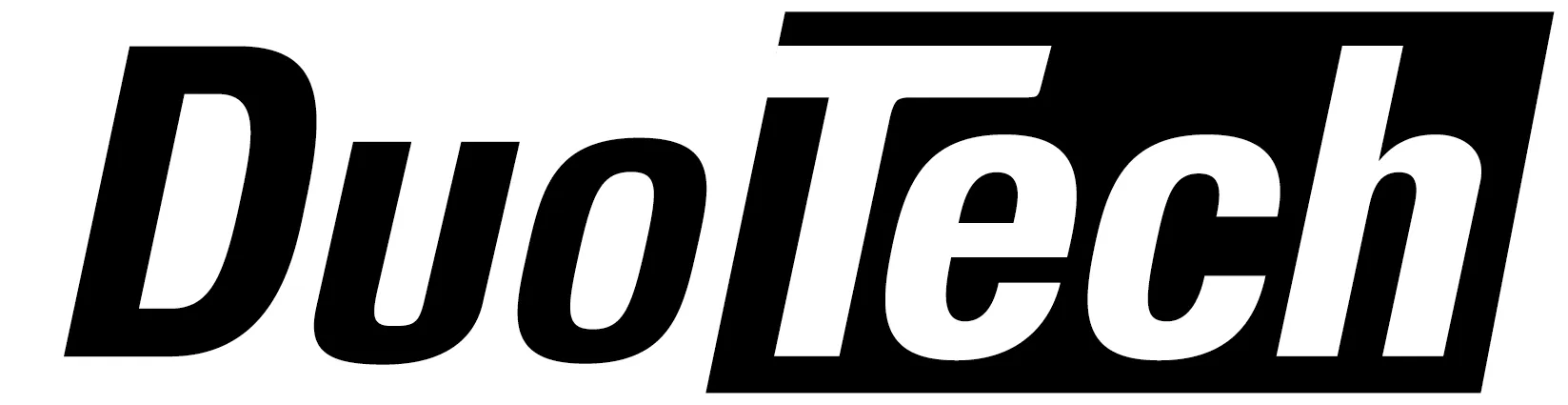 Logo of the DuoTech accelerometer with a black and white fill.